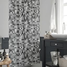 ArtzFolio Grey & Black Printed Waterproof Shower Curtains-38