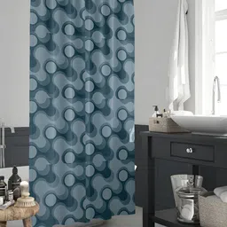 ArtzFolio Teal-colored & Grey Printed Waterproof Shower Curtain-image-59