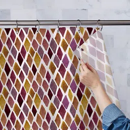 ArtzFolio Yellow & Purple Printed Waterproof Shower Curtains-1