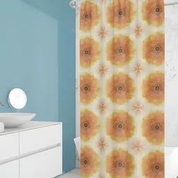 ArtzFolio Orange Colored & Beige Printed Waterproof Shower Curtains-image-29