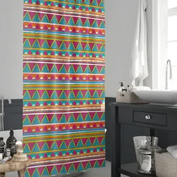 ArtzFolio Pink & Blue Aztec-Printed Waterproof Shower Curtain-34