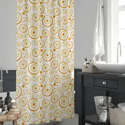ArtzFolio Tan-Brown & White Printed Waterproof Shower Curtains-5