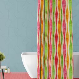 ArtzFolio Green & Orange Printed Waterproof Shower Curtain-image-97