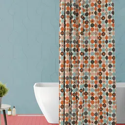 ArtzFolio Rust-Black & Cream Printed Waterproof Shower Curtains-6