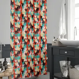 ArtzFolio Beige & Orange Coloured Printed Waterproof Shower Curtains-24