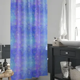 ArtzFolio Blue & Grey Cycle-Printed Waterproof Shower Curtain-1