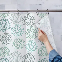 ArtzFolio White & Green Printed Waterproof Shower Curtains-image-51