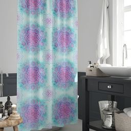 ArtzFolio Turquoise Blue & Pink Printed Waterproof Shower Curtains-image-34