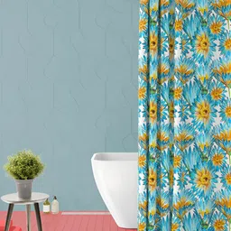 ArtzFolio Turquoise Blue & White Printed Waterproof Shower Curtains-image-31