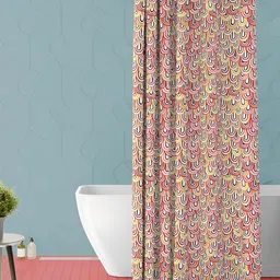 ArtzFolio White & Pink Printed Waterproof Shower Curtain With Hooks-picture-36