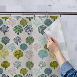 ArtzFolio Green & Grey Printed Waterproof Shower Curtain-27