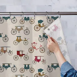 ArtzFolio White & Green Printed Waterproof Shower Curtains-image-28