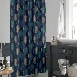 ArtzFolio Navy Blue & Turquoise Blue Printed Waterproof Shower Curtains-image-12