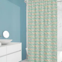 ArtzFolio Green & Cream Colored Printed Waterproof Shower Curtains-11
