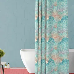 ArtzFolio Cream-Coloured & Blue Floral Printed Waterproof Shower Curtain-image-32