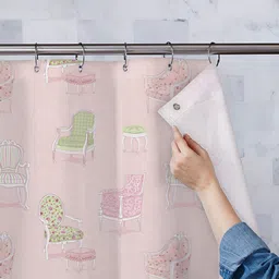 ArtzFolio Pink-White & Olive-Green Printed Waterproof Shower Curtains-46