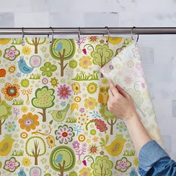 ArtzFolio White & Green Printed Waterproof Shower Curtains-image-69