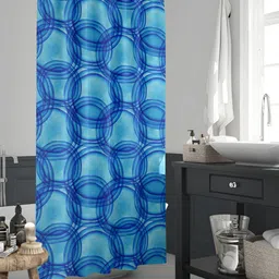 ArtzFolio Blue Geometric Printed Waterproof Shower Curtain-10