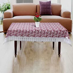 Dakshya Industries Pink & White Floral Printed 4-Seater Rectangle Table Cover-28