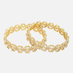 Anouk Set Of 2 Gold-Toned Gold-Plated & AD-Studded Bangles-11