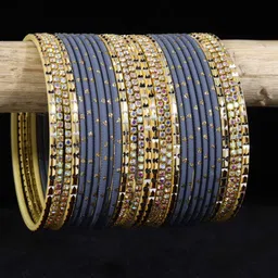 NMII Set Of 28 Glitter Detailed Artificial Stones-Studded Bangles-14