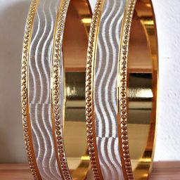 LUCKY JEWELLERY Set Of 2 Gold Plated Bangles-37