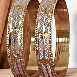 LUCKY JEWELLERY Set Of 2 Gold-Plated Bangles-22