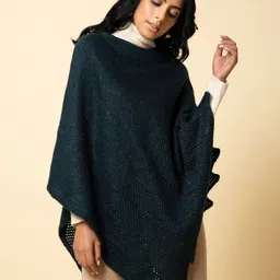 KHALEEJ Women Wool Asymmetric Poncho-picture-53