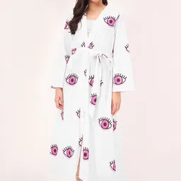First Resort by Ramola Bachchan Conversational Printed Cotton Longline Shrug With Belt-44