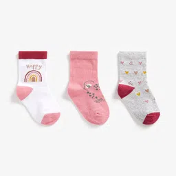 mothercare Girls Pack Of 3 Patterned Cotton Ankle-Length Socks-image-74