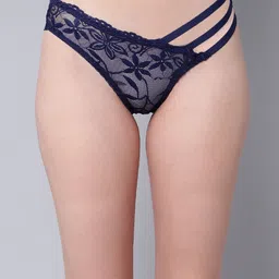 PrettyCat Women Blue Self Design Lace Bikini Briefs-39
