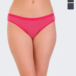 POOJA RAGENEE Pack Of 3 Striped Anti Bacterial Bikini Briefs-image-97