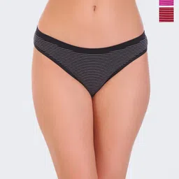 POOJA RAGENEE Pack Of 3 Striped Anti Bacterial Bikini Briefs-image-94