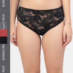 Hill Islands Women Pack Of 3 Self-Design Bikini Briefs-image-42