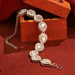 Zaveri Pearls Gold Plated Kundan Studded Link Bracelet-picture-29