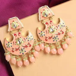 OOMPH Kundan Studded & Beaded Drop Earrings-56