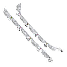 RUHI COLLECTION Set Of 2 Silver-Plated Beaded Anklets-image-30