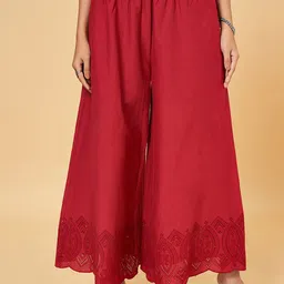 RANGMANCH BY PANTALOONS Women Ethnic Motifs Embroidered Flared Ethnic Palazzos-image-67