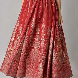 elleven Women Maroon Printed Flared Maxi Skirt-image-8