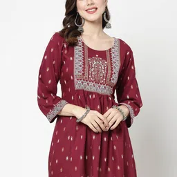SkyaSia Ethnic Motifs Printed A-Line Kurti-picture-11