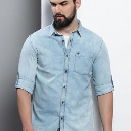 VUDU Comfort Faded Opaque Cotton Casual Shirt-image-48