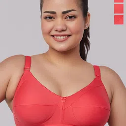 Maashie Pack of 3 Cotton Non Padded Non Wired Everyday Minimizer Bra-picture-36