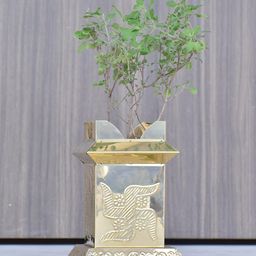 PujaNPujari Gold Toned Brass Tulsi Mandapam-55