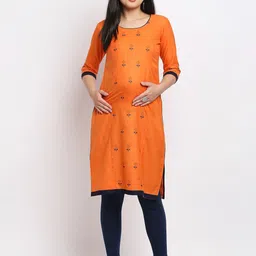 True Shape Floral Printed Maternity Straight Kurta-image-83