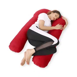 DADDY COOL Maroon Fibre Filled Faux Velvet Lightweight Maternity Pillow-image-61