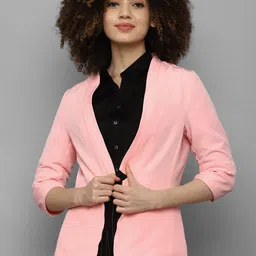 Allen Solly Woman  Pink Solid Single-Breasted Blazers-image-65
