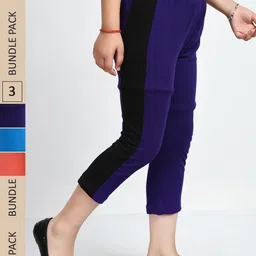 IndiWeaves Girls Pack of 3 Mid-Rise Cotton Capris-picture-15