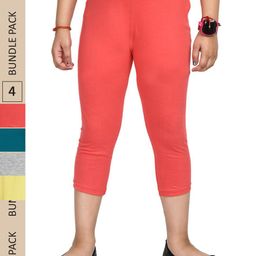 IndiWeaves Girls Pack of 4 Mid-Rise Cotton Capris-image-112