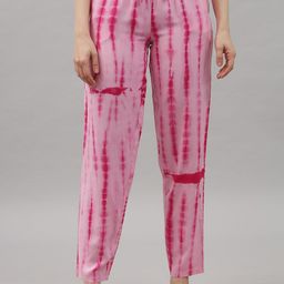 Shararat Women Pink Tie - Dye Lounge Pants-image-91