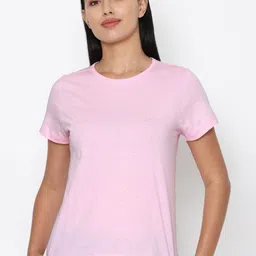 Allen Solly Woman Pink Pure Cotton Solid Lounge T Shirt-picture-55